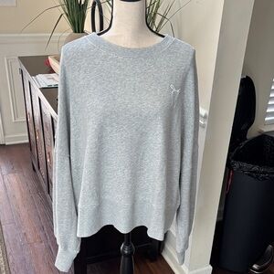 Aerie Light Gray Women's Oversized Cropped Sweatshirt with Ribbon Detail size XL